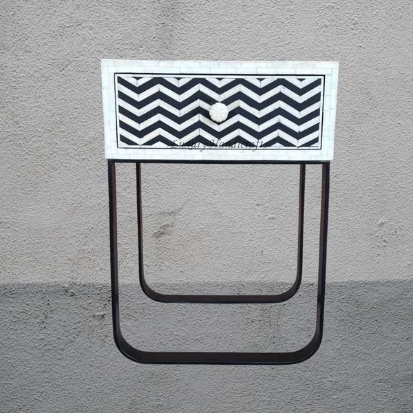 FUSION Chevron Bone Inlay Bedside Black Ready to Ship