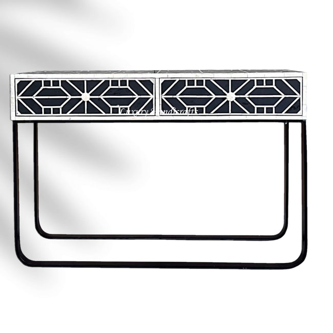 FUSION Curvy Geometric Bone Inlay Desk Black 1