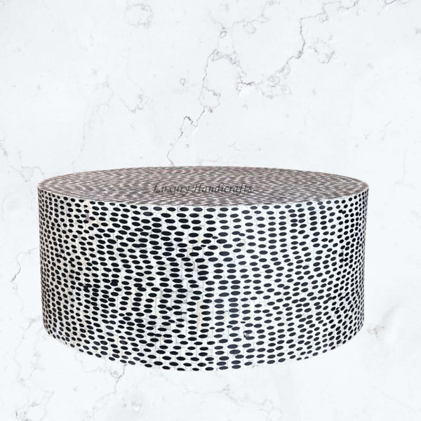 FUSION Full Bone Inlay Round Coffee Table Black
