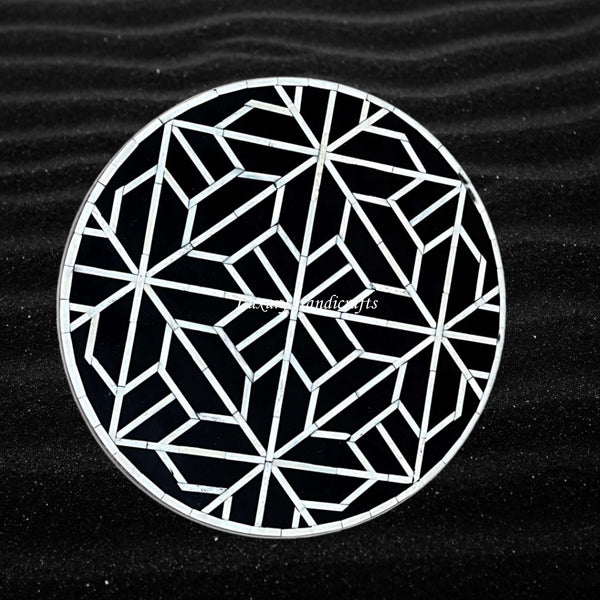 FUSION Geometric Bone Inlay Round Side Table 2