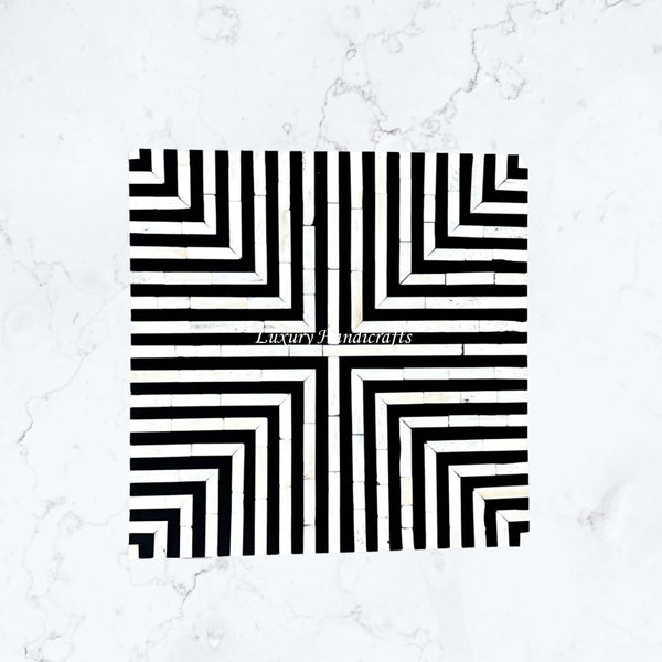 FUSION Stripe Bone Inlay Square Side Table