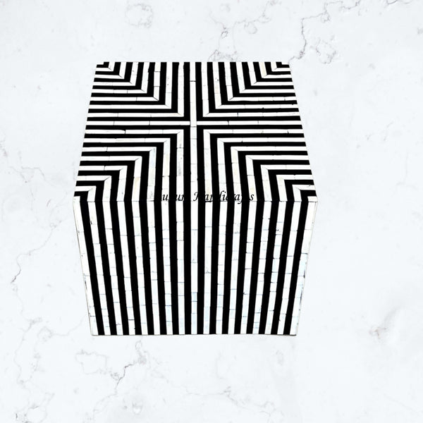 FUSION Stripe Bone Inlay Square Side Table