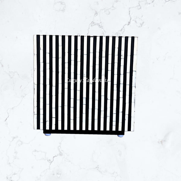 FUSION Stripe Bone Inlay Square Side Table