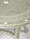 Geometric Floral Bone Inlay Round Dining Table Grey 4