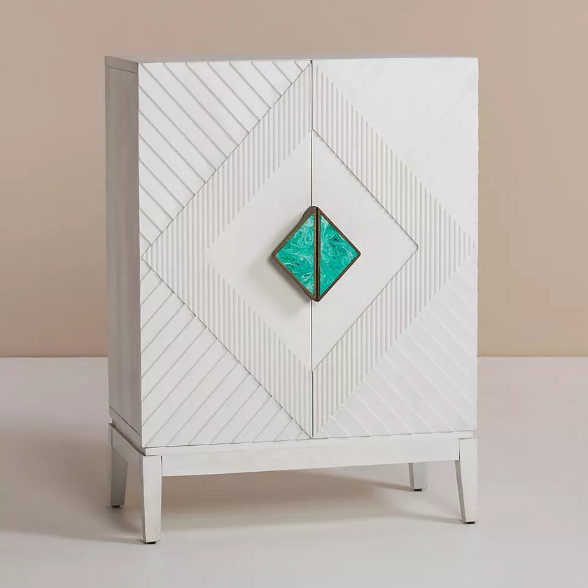 Handcarved Samuel Cabinet White luxuryhandicrafts