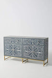 Bone Inlay Scroll Vine Buffet Indigo Blue 2