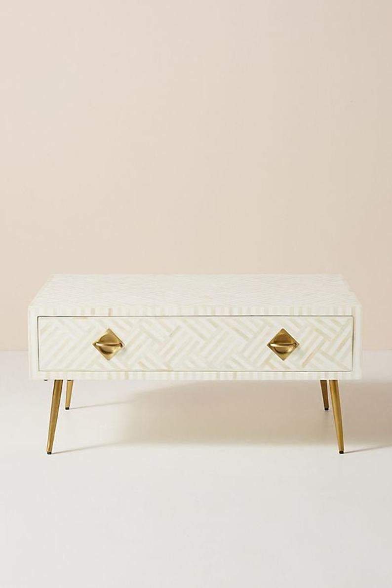 Optical Inlay Coffee Table White 1