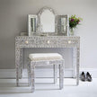 Mother of Pearl Inlay Vanity Console Mirror Stool Set Grey 1