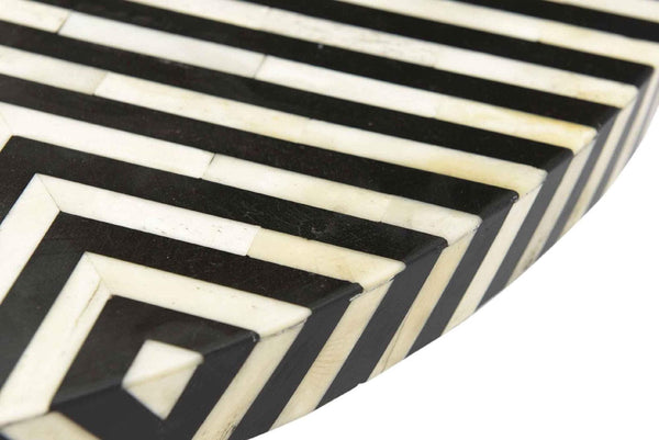 Bone Inlay Coffee Table Diamond Stripe Black