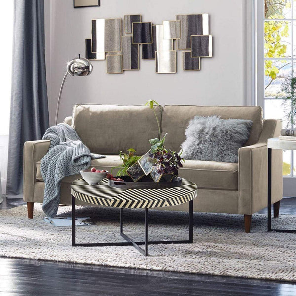 Bone Inlay Coffee Table Diamond Stripe Black