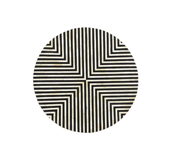 Bone Inlay Coffee Table Diamond Stripe Black
