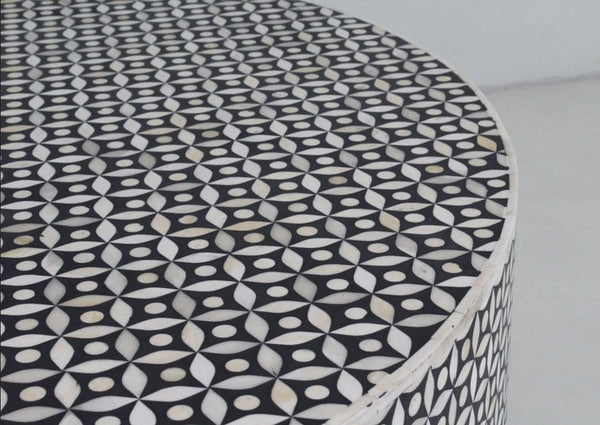 Geometric Bone Inlay Coffee Table Black