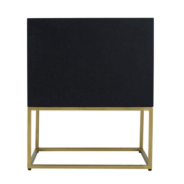 Bone Inlay Illusion 2 Drawers Bedside Table Black