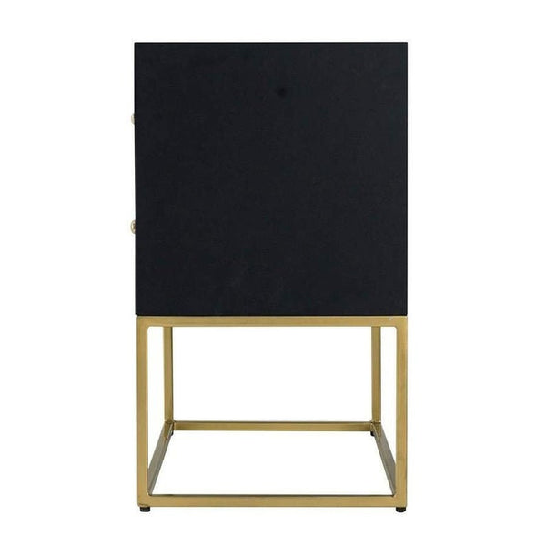 Bone Inlay Illusion 2 Drawers Bedside Table Black