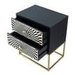 Bone Inlay Illusion 2 Drawers Bedside Table Black 3