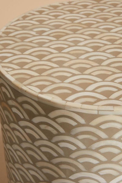 Bone Inlay Arc Design End Table Brown
