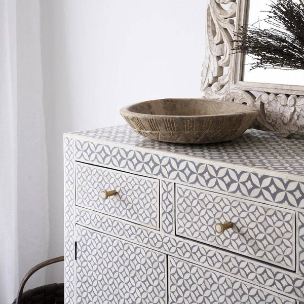 Celtic Bone Inlay Sideboard Grey