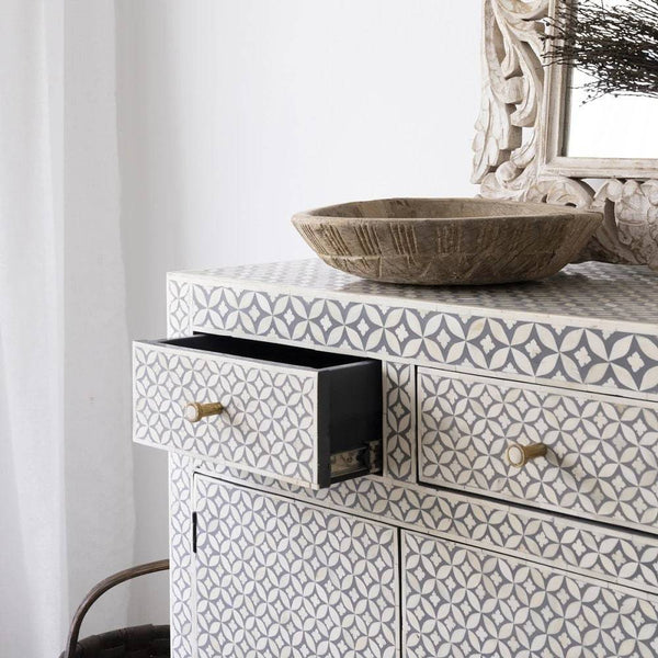 Celtic Bone Inlay Sideboard Grey