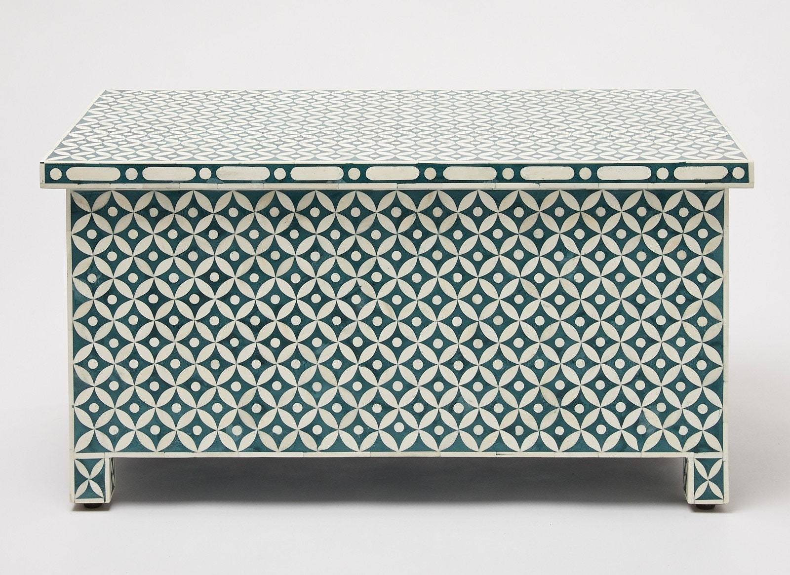Geometric Bone Inlay Trunk Cum Coffee Table