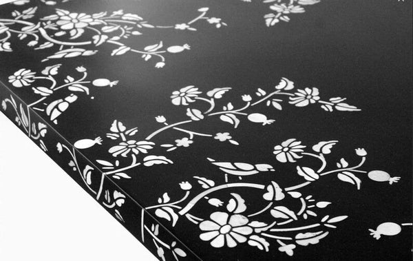 Flora Bone Inlay Dining Table Black 4