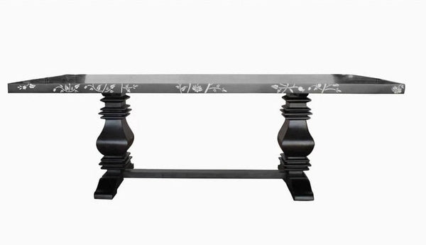 Flora Bone Inlay Dining Table Black 2