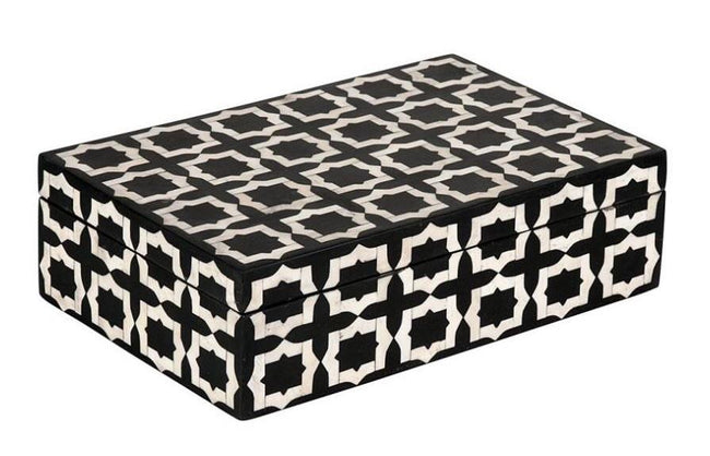 Black Moroccan Pattern Bone Inlay Box 1