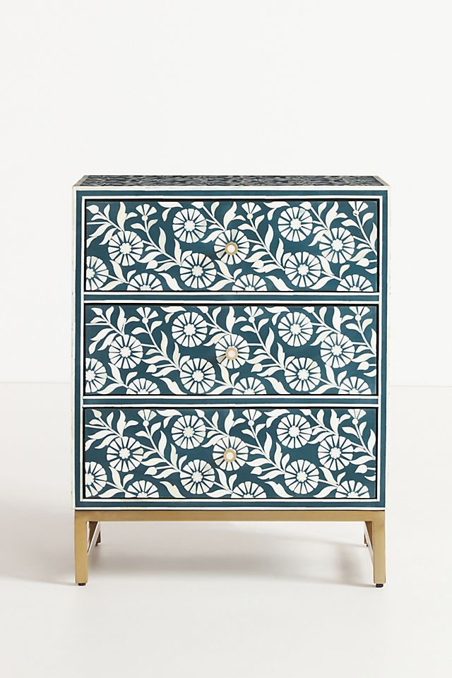 Lalita Bone Inlay Nightstand Teal Green