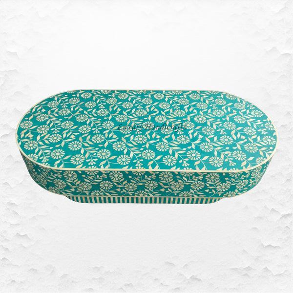 Luxury Laila Bone Inlay Coffee Table Teal Green