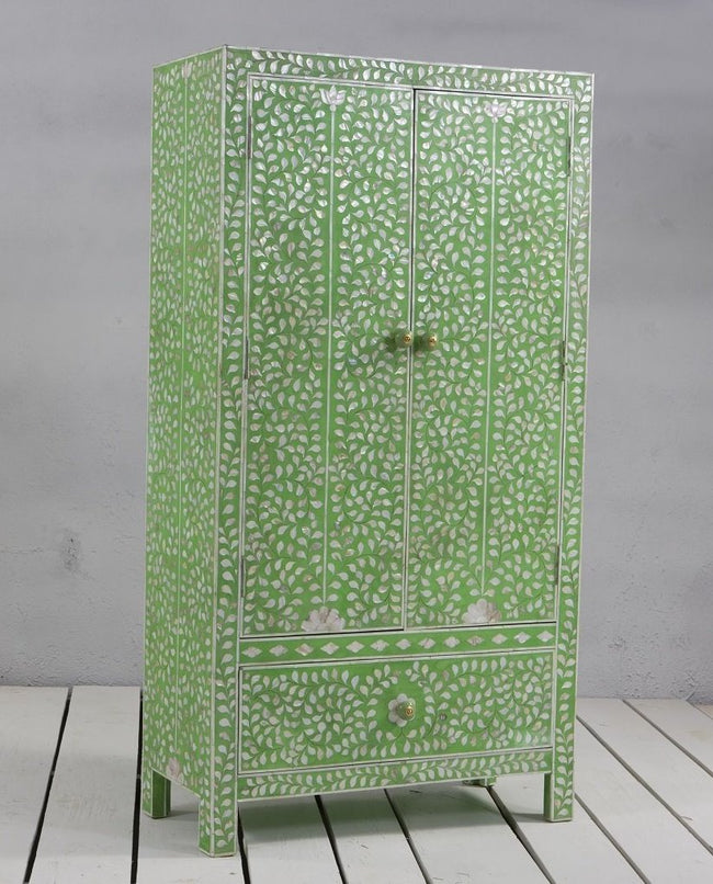 MOP Inlay Floral Armoire Green 1