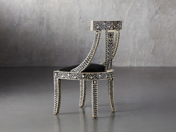 Bone Inlay Moroccan Chair Black