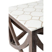 White Marble And Honeycomb Brass Inlay Side Table 3