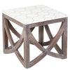 White Marble And Honeycomb Brass Inlay Side Table 1